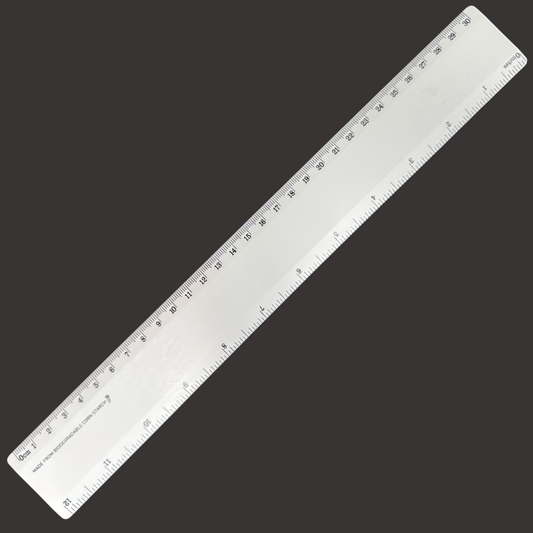 Bio Ruler 30cm Eco-Friendly Biodegradable Corn Starch with Enviro Message - White