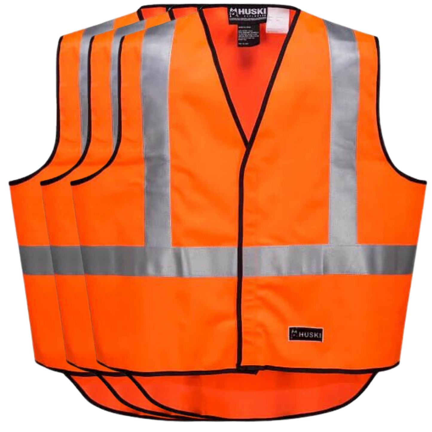 HUSKI Hi Vis Vest V563-3HUSKIVEST-ORANGE-M 3M Tape, Day/Night Compliant, Cooling Mesh, Orange, M