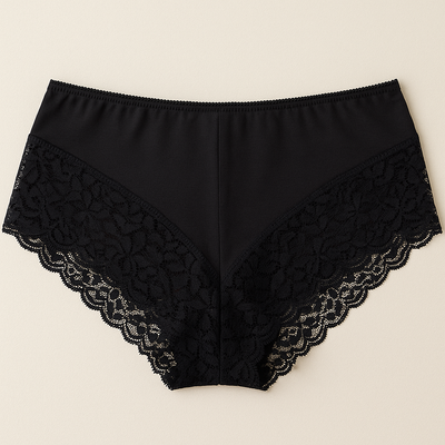 3x Womens Lace Boyshort Boyleg Full Briefs Underwear Undies in Black - 12