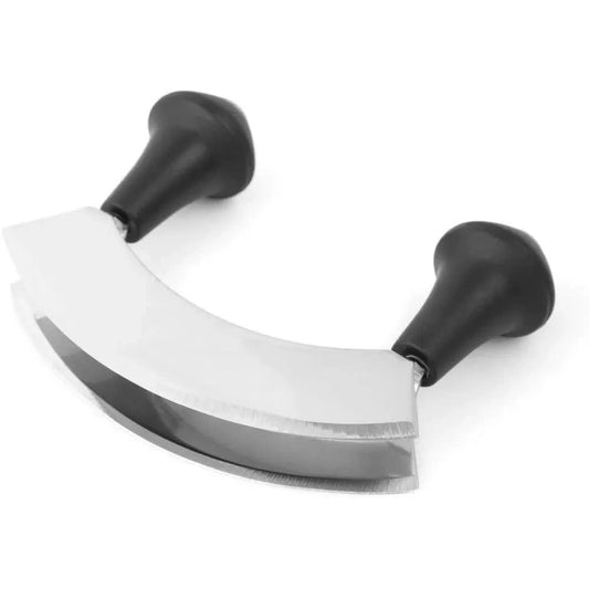 inCasa Double Stainless Steel Blade Mezzaluna Chopper & Board Set Herb Slicer – view 2
