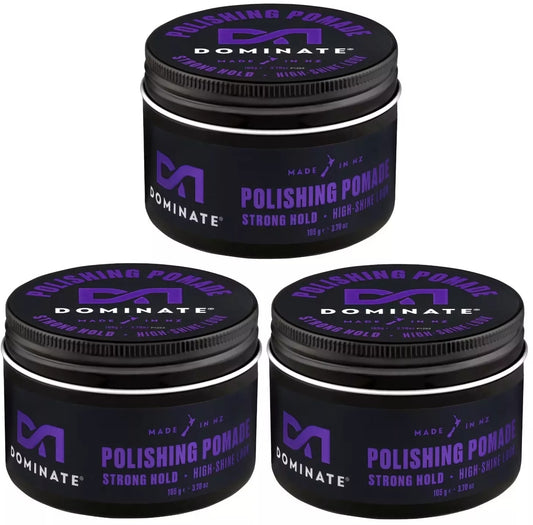 3x Dominate Polishing Pomade Strong Hold High Shine 105g