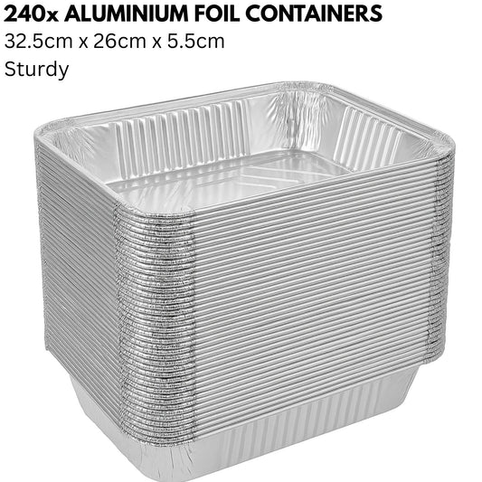 240x Aluminium Disposable Foil Food Container Trays Pans Baking Roast Bulk 32.5x26x5.5cm – view 2