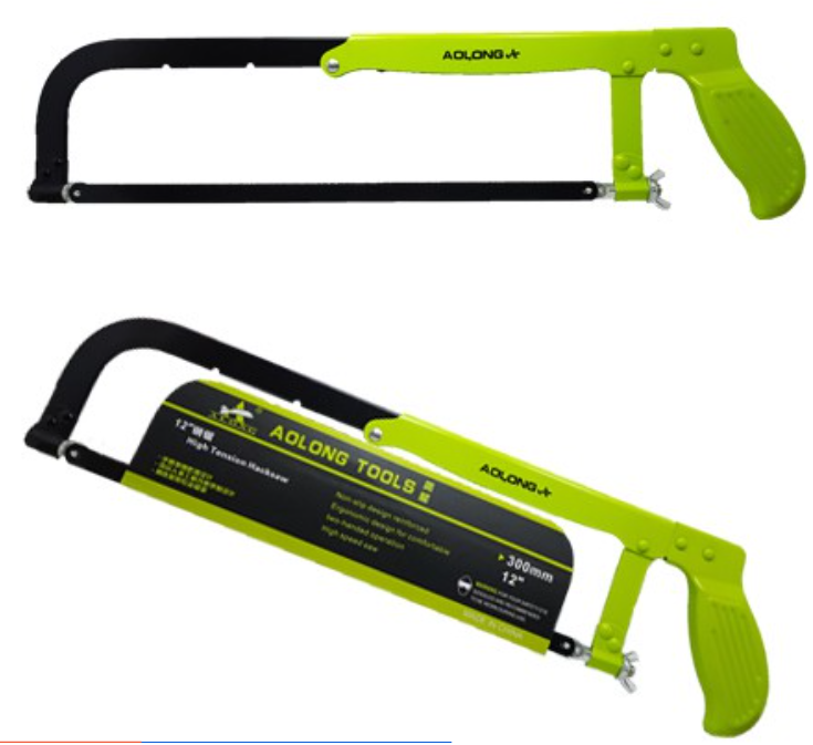 AOLONG V563 Medium Duty Hacksaw Frame 12" Blade, 90°/55° Cutting, Iron Handle