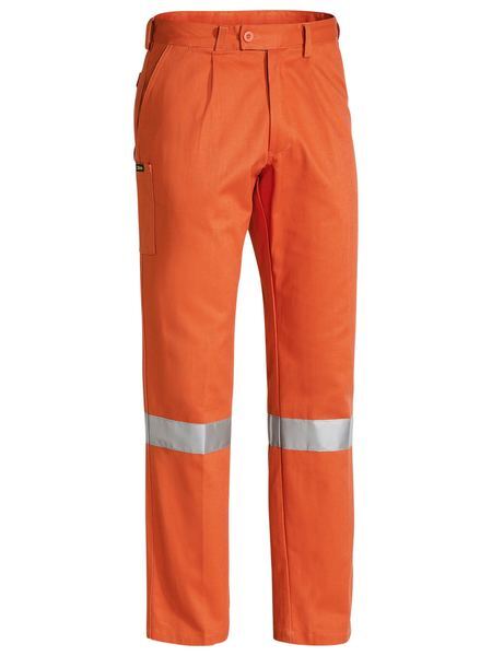 Bisley 3M Taped Work Pants V563-BP6007T - Hi-Vis Orange, Cotton Drill, Reflective Tape, 87R