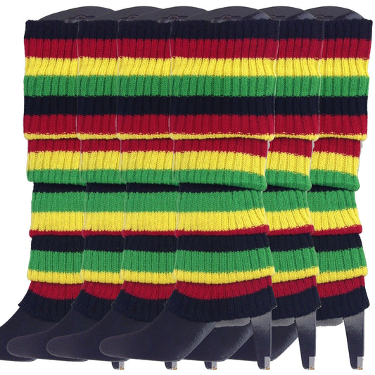 6x Womens Leg Warmers Disco Winter Knit Dance Party Crochet Legging Socks Costume - Indigenous Colours – view 2