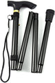 Adjustable Metal WALKING STICK Travel Cane Folding Pole Compact Retractable Hike - Black – view 2