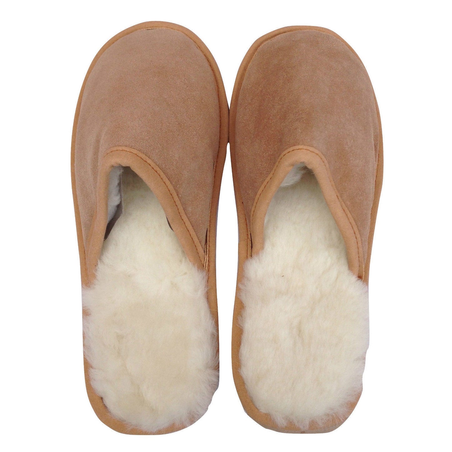 100% Sheepskin Moccasin Slippers Winter Genuine Scuffs Slip On Mens Womens - Chestnut (without fur) - 11