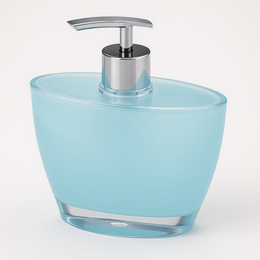 Oval Hand Pump Soap & Lotion Dispenser Empty Bottle in Blue – view 2