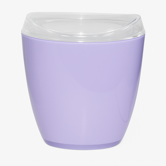 Oval Swing Top Waste Rubbish Bin Acrylic Lightweight Compact Bathroom Office in Purple – view 2