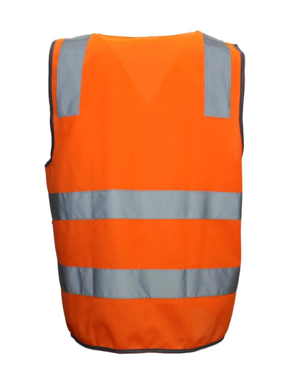Hi Vis Safety Vest V563-CL-033-ORG-L, Reflective Tape, Zip Up, Pocket, Orange, L