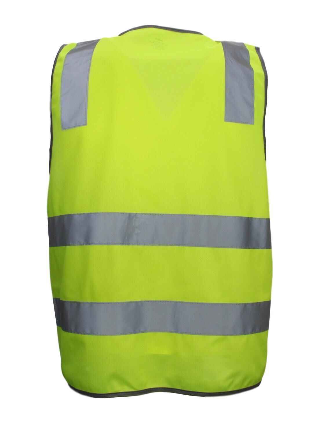 Hi Vis Safety Vest V563-CL-033-YLW-L Reflective Tape Zip Up Pocket Yellow - L
