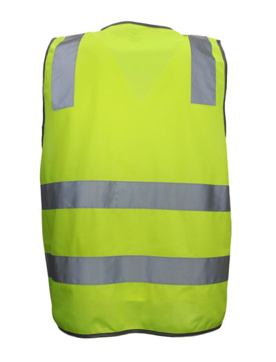Hi Vis Safety Vest V563-CL-033-YLW-M Reflective Tape Zip Up, Chest Pocket, Yellow, Complies with Australian Standards