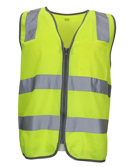 Hi Vis Safety Vest V563-CL-033-YLW-S Reflective Tape Zip Up Pocket Yellow