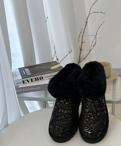 Womens Australian Sheepskin Wool Fur Mini UGG Ankle Boots in Black - 4