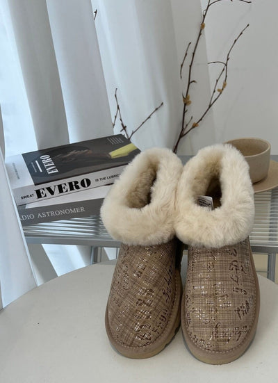 Womens Australian Sheepskin Wool Fur Mini UGG Ankle Boots in Sand - 8