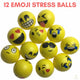12 EMOJI FACE STRESS BALLS Hand Relief Squeeze Tension Reliever Soft Smiley 70mm – view 2