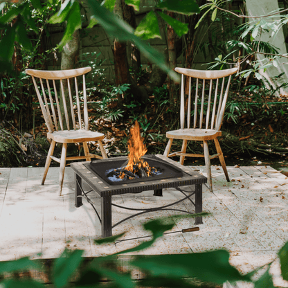 30" Square Slate Tile Fire Pit Outdoor Patio Heater Fireplace