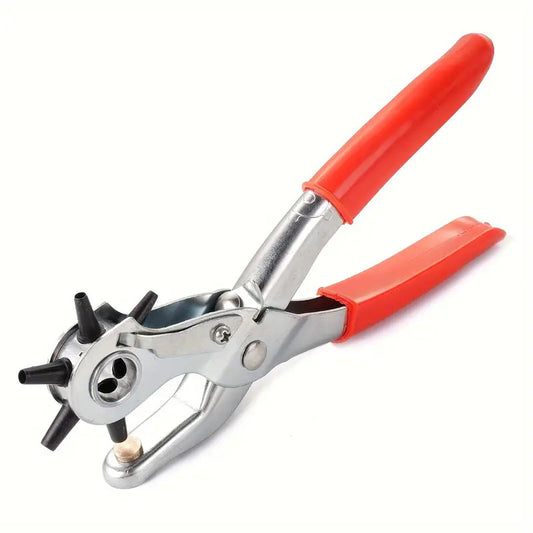 Multi-Size Leather Belt Eyelet Hole Punch Plier, Stainless Steel, Revolving Tool V563-H143