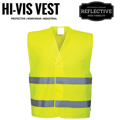 Hi Vis Safety Vest Yellow Reflective Tape One Size Night & Day Use New