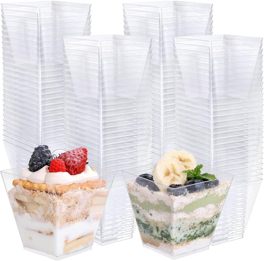 360x Premium Square Dessert Cups BPA Free Extra Strong Bulk - Clear