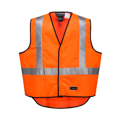 HUSKI Hi Vis Patrol Vest XL - 3M Reflective Tape, Day/Night Compliant, Orange