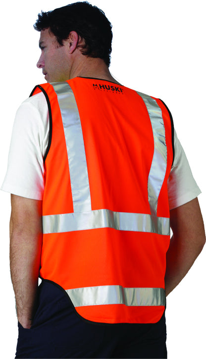 HUSKI Hi Vis Patrol Vest XL - 3M Reflective Tape, Day/Night Compliant, Orange