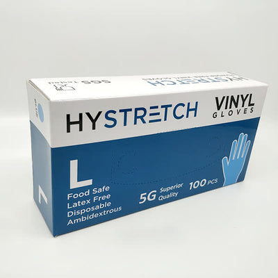 Hystretch Clear Vinyl Gloves, Powder-Free, Latex-Free, 1000 Pack, SGS Tested, Food Safe, Ambidextrous