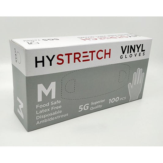 Hystretch Clear Vinyl Gloves, Powder-Free, Latex-Free, 1000 Pack, SGS Tested, Food Safe, Ambidextrous