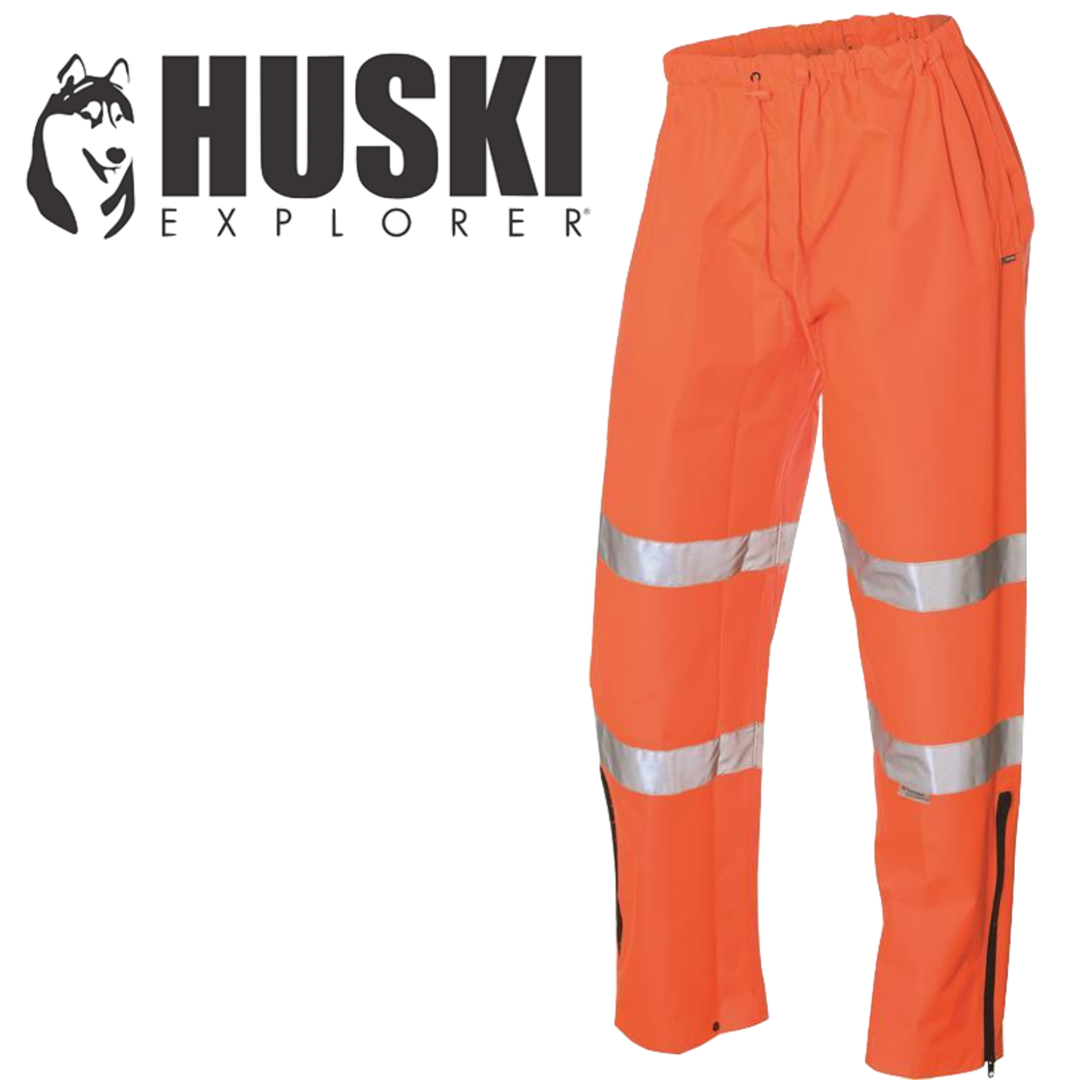 Huski Men's Hi Vis Safety Trousers - Tarmac Orange, 5XL (117cm)