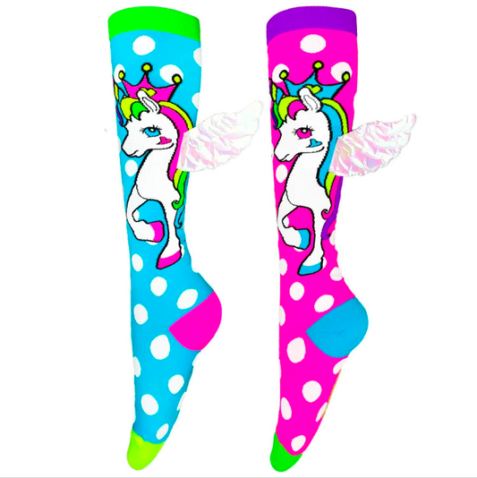 MADMIA Flying Unicorn Toddler Long Knee High Socks - Girl's Pair - Pink/Blue – view 2