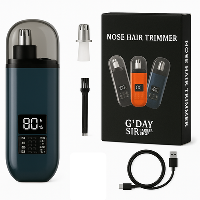 Handheld Portable Nose Hair Trimmer Rechargeable USB-C Clipper Shaver in Blue/Teal