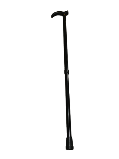 Metal WALKING STICK Travel Extendable Pole Compact Adjustable Lightweight - Black