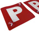 2x RED P PLATES Stay-Put Suction Disks Probationary Car Window Signs NSW – view 3