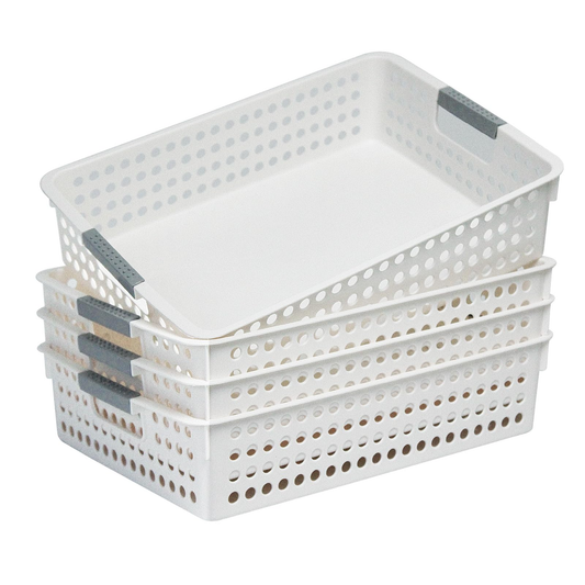 36x Premium Plastic Storage Basket Bulk w/ Grip Handles 30*21.5*8.5cm - Auzzistore