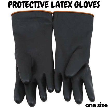 V563-SUNGLOVES-1PK Latex Gloves - One Size, Anti Chemical, Acid Resistant, Heavy Duty, Comfortable