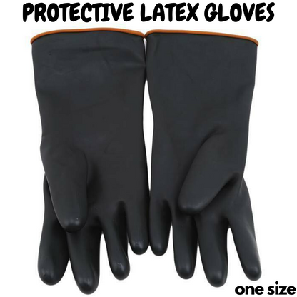 V563-SUNGLOVES-1PK Latex Gloves - One Size, Anti Chemical, Acid Resistant, Heavy Duty, Comfortable