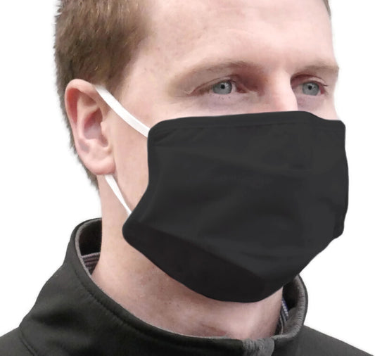TIGERPLAST Fabric Barrier Mask Black - Washable, Reusable, OEKO-TEX, 3-Layer, 50 Washes