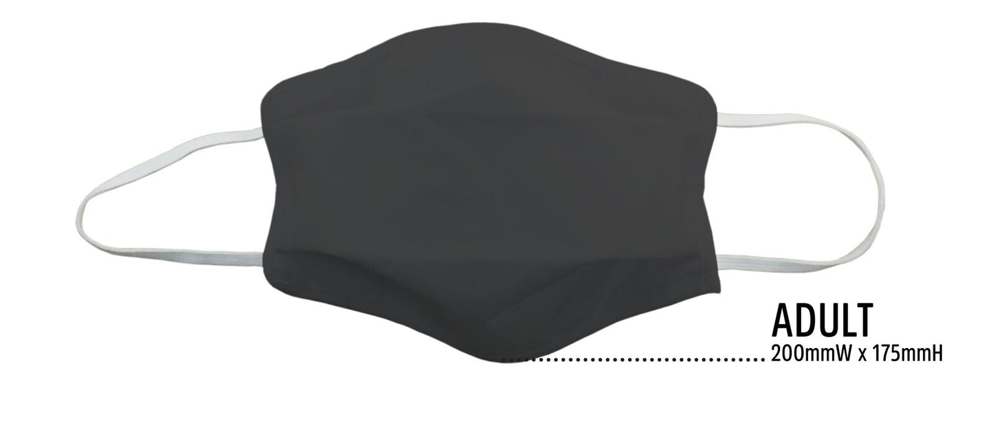 Tigerplast Fabric Face Mask 3-Pack, Washable, Reusable, Anti-Microbial, Black, 3-Layer Polycotton, OEKO-TEX Certified