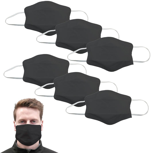 Tigerplast Fabric Face Mask, Washable, Reusable, 6-Pack, Black, OEKO-TEX Certified, 3-Layer Polycotton