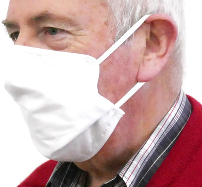 TIGERPLAST Fabric Face Mask, Washable, Reusable, Anti-Microbial, 3-Layer, White, OEKO-TEX Certified
