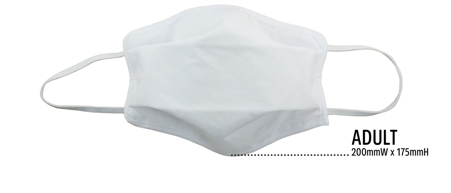 TIGERPLAST Fabric Face Mask, Washable, Reusable, Anti-Microbial, 3-Layer, White, OEKO-TEX Certified