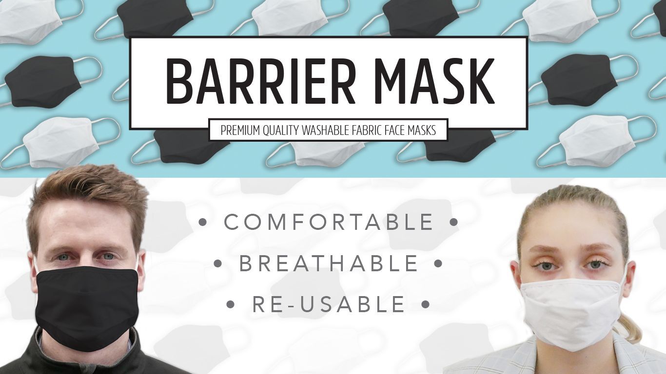 TIGERPLAST Fabric Face Mask, Washable, Reusable, Anti-Microbial, 3-Layer, White, OEKO-TEX Certified