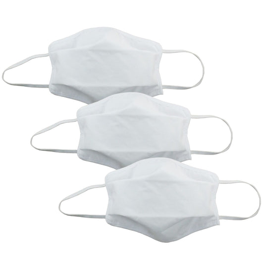 Tigerplast Fabric Face Mask 3-Pack, Washable, Reusable, OEKO-TEX, 3-Layer, 90% Filtration, White