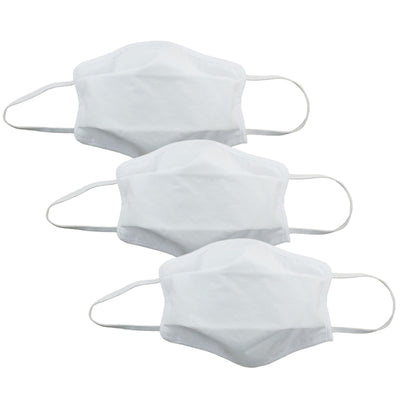 Tigerplast Fabric Face Mask 3-Pack, Washable, Reusable, OEKO-TEX, 3-Layer, 90% Filtration, White