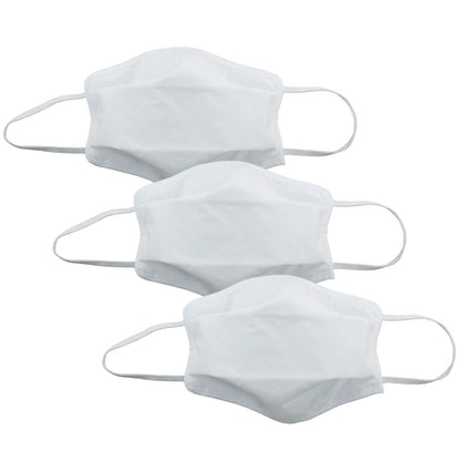 Tigerplast Fabric Face Mask 3-Pack, Washable, Reusable, OEKO-TEX, 3-Layer, 90% Filtration, White