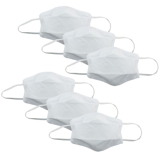 Tigerplast Fabric Face Mask 6-Pack, Washable, Reusable, 3-Layer, OEKO-TEX Certified, White