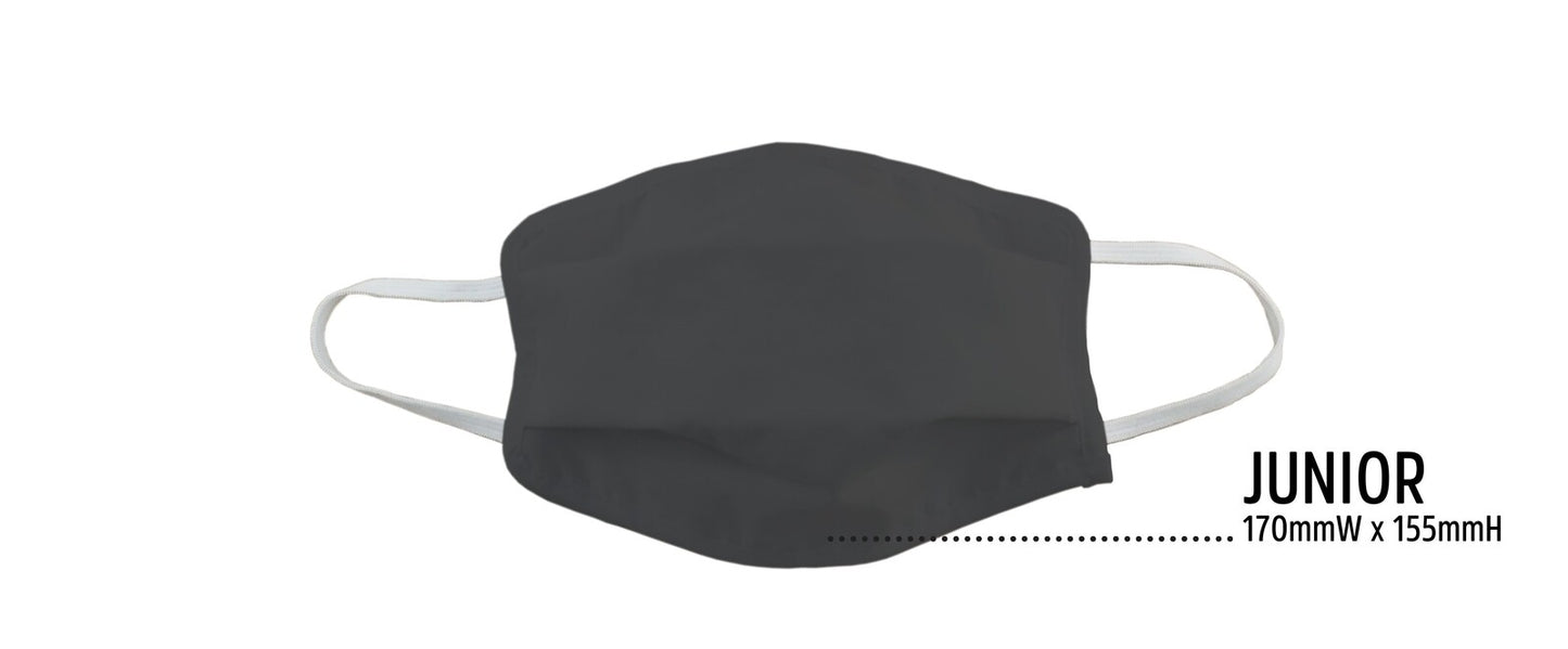 TIGERPLAST Kids Fabric Face Mask Black - Washable, Reusable, 3 Layer, OEKO-TEX Certified, 50 Washes
