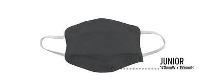 TIGERPLAST Kids Fabric Face Mask Black - Washable, Reusable, 3 Layer, OEKO-TEX Certified, 50 Washes