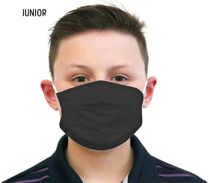 Tigerplast Kids Fabric Face Mask 3-Pack, Washable, Reusable, 3-Layer, Black, Ages 3+