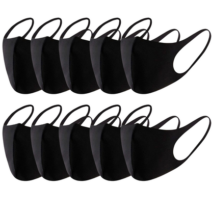 10x Summer Reusable Breathable Face Mask - Cooling Polyester, Anti Dust Haze, One Size, Black